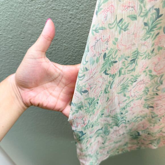 Victoria's Secret Gold Label Pink + Green Floral Satin Trim Tie Front Robe - OS - Picture 4 of 7